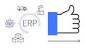 ERP System Concept with Logistics, Manufacturing, and Workflow Process Diagram Royalty Free Stock Photo