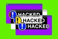 You hacked! More Error windows. Danger pages. Exclamation sign. Computer glitch. vector design for you technology projects Royalty Free Stock Photo