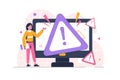 Concept operating system error warning for web page, banner, presentation. Vector flat illustration