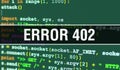 Error 402 with Abstract Technology Binary code Background.Digital binary data and Secure Data Concept. Software