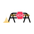 404 Error With Barricade And Traffic Cone In Flat Vector Illustration Symbolizing Website Not Found, Construction