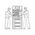 404 Error Of Broken Server Network Problem Vector