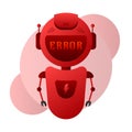 Error chatbot glyph icon. Silhouette symbol. Talkbot with error in speech bubble. Error bot. Artificial intelligence