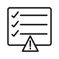 Error checklist thin line vector icon Royalty Free Stock Photo