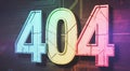404 error code numbers with circuit board texture and neon lighting page not found Royalty Free Stock Photo