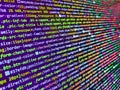 Error concept. Colorful code background. Abstract modern virtual computer script. HTML code on lcd screen. Modern application. Royalty Free Stock Photo