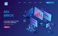 404 error concept 3d isometric web landing page. Royalty Free Stock Photo