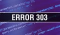 Error 303 concept illustration using code for developing programs and app. Error 303 website code with colorful tags in browser Royalty Free Stock Photo