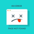 404 error. Concept of page not found or web site under construction or maintenance like browser with dead emoji. Cartoon Royalty Free Stock Photo