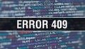 Error 409 concept with Random Parts of Program Code. Error 409 with Programming code abstract technology background of software Royalty Free Stock Photo