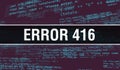 Error 416 with Digital java code text. Error 416 and Computer software coding vector concept. Programming coding script java, Royalty Free Stock Photo