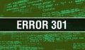 Error 301 with Digital java code text. Error 301 and Computer software coding vector concept. Programming coding script java, Royalty Free Stock Photo