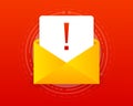 Error email message banner. Scam alert red message. Vector illustration.