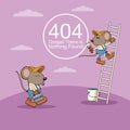 Error 404 with funny mouses cartoon