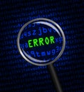 ERROR in green revealed in blue computer machine code Royalty Free Stock Photo