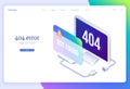 404 error isometric landing banner, lost internet Royalty Free Stock Photo