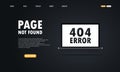 Error 404 on laptop screen. Page not found on computer. Web page template. Dark theme. Vector EPS10. Illustration on isolated