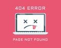 404 error like laptop with dead emoji. cartoon flat minimal trend modern simple logo graphic design