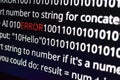 Error Message on AI Code Screen with Binary Code Royalty Free Stock Photo