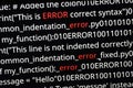 Error Message on AI Code Screen with Binary Code Royalty Free Stock Photo