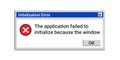 Error message on computer screen. System crash window. Royalty Free Stock Photo