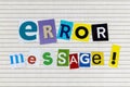 Error message computer system screen alert
