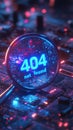 404 error message displayed on digital circuit board background, vibrant colors Royalty Free Stock Photo