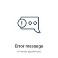 Error message outline vector icon. Thin line black error message icon, flat vector simple element illustration from editable