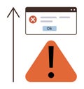 Error Message Popup with Warning Sign and an Upward Arrow Representing Growth from Mistakes Royalty Free Stock Photo