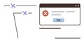 Error Message Window with Confirmation Button and Abstract Lines in Minimal Design Royalty Free Stock Photo