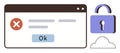 Error Message Popup with Security Lock Icon and Cloud Storage Element Royalty Free Stock Photo