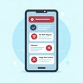 Error Messages on a Smartphone Screen: Lost Connection, No WiFi, and Page Not Found