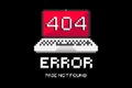 404 error not found page in 8 bit design vector