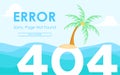 404 error not found page flat design with deserted island background vector design