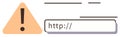 Error Notification with Caution Icon and URL Address Highlighted in Browser Interface Royalty Free Stock Photo
