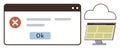 Error Notification and Cloud Sync Visualization with Monitor and Browser Window Royalty Free Stock Photo