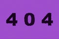 404 Error numbers message on abstract purple background data alert computer network system problem error software concept Royalty Free Stock Photo