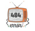 404 error, old funny tv with glitch screen, vector illustration