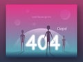 Error 404 page concept. Arrival of aliens on Earth in a modern flat style. Template for web page. EPS 10