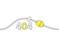 404 error page design concept. Damaged electric cable. Vector illustration.