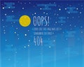 Error page flat template with moon and starry sky