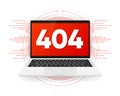 404 error page, information not found, computer isolated in white background. Eror search. Vector illustration.