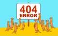 404 error page and Meerkats in desert. Meerkat family stand and wait. Small mongoose sign. Web page not found. vector illustration Royalty Free Stock Photo