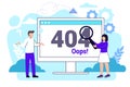 404 error page not found concept illustration of people using laptops having problems