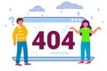 404 error page not found concept illustration of people using laptops having problems