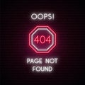 404 Error page not found concept neon signboard.