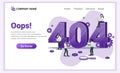 404 error page not found concept with people working on laptops searching and trying to fix errors. Can use for web banner,