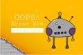 Error 404. Page not found. Design template with text and Robot. Illustration for a website. Oops the problem of connection. Royalty Free Stock Photo