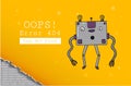 Error 404. Page not found. Design template with text and Robot. Illustration for a website. Oops the problem of connection. Royalty Free Stock Photo