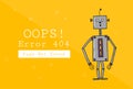 Error 404. Page not found. Design template with text and Robot. Illustration for a website. Oops the problem of connection. Royalty Free Stock Photo